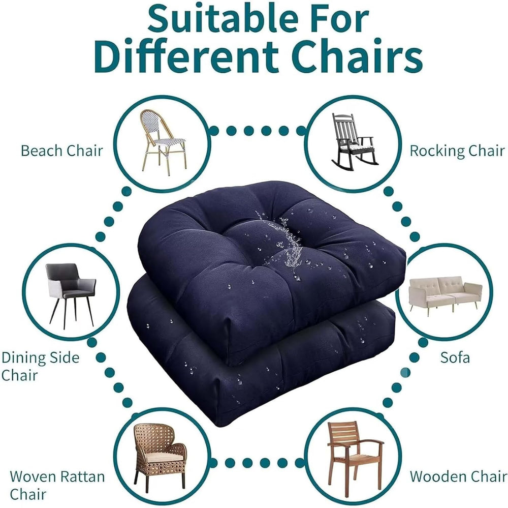 Black Waterproof Wicker Seat Cushion for Outdoor Indoor