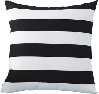 Leaveland White and Black Stripe Set of 2 16x16 Inch Cotton Polyester Square - Image 2