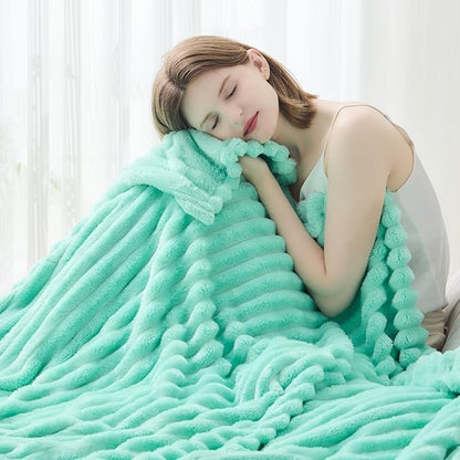 NEWCOSPLAY Super Soft Throw Blanket Aqua Premium Silky Flannel Fleece 3D Ribbed - Image 2