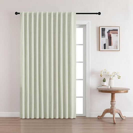 CUCRAF Custom Linen 100% Total Blackout Curtains, Light Beige Back Tab and Rod by CUCRAF