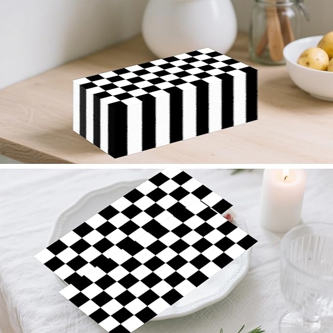100 PCS Race Car Paper Napkin, Disposable Checkered Flag Bathroom Guest Hand - Image 5