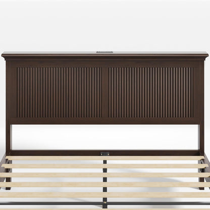 lifezone queen bed frame with headboard, solid wood, view 10