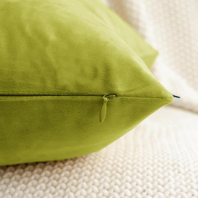 HWY 50 Leaf Green Velvet Throw Pillow Covers 16x16 Inch - Image 4