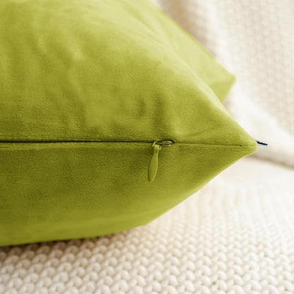 HWY 50 Leaf Green Velvet Throw Pillow Covers 16x16 Inch - Image 4