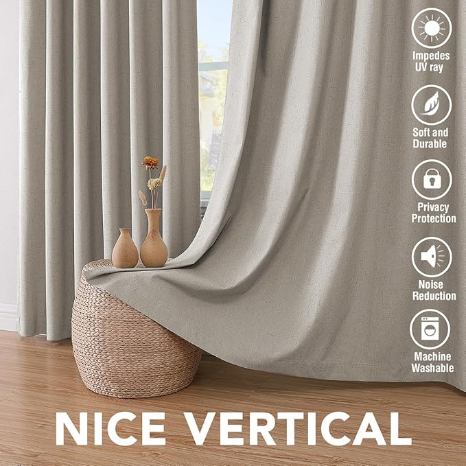 H.VERSAILTEX Linen Blackout Curtains 96 Inches, 100% Absolutely Blackout - Image 7