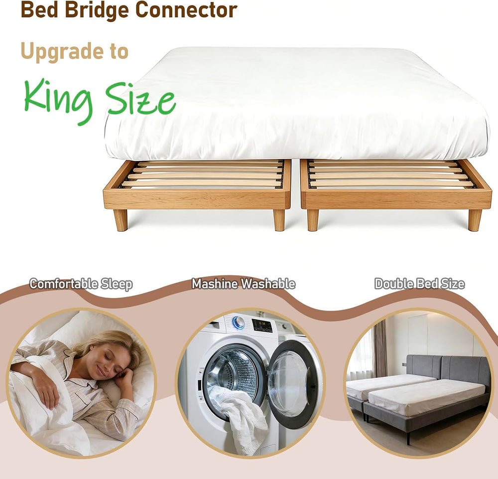 Bed Bridge Twin to King Converter Kit, Gap Filler for Two Twin Beds, White