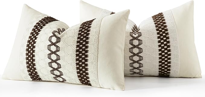 MIULEE Set of 2 Dark Brown Boho Decorative Lumbar Pillow Covers 12x20 Inch - Image 7