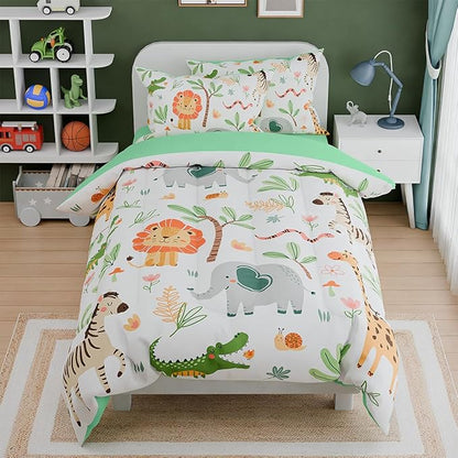 Jungle Animal Kids Bedding Set for Boys Girls, Ultra Soft Microfiber Comforter by SANDJEST