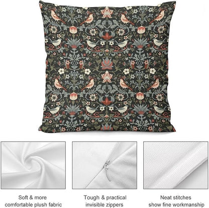 William Morris Floral Original Throw Pillow Covers Boho Chic Retro Floral Bird - Image 8