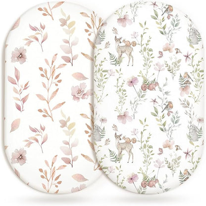 Bassinet Sheets for Baby Girls Boys 2 Pack, Fitted Baby Mattress Sheet for by Home