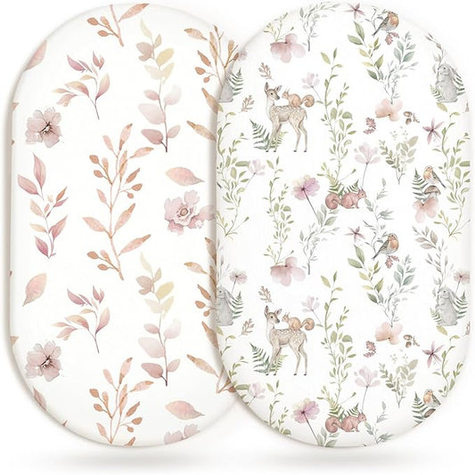 Bassinet Sheets for Baby Girls Boys 2 Pack, Fitted Baby Mattress Sheet for by Home
