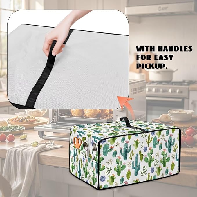 Watercolor Cactus Floral Print Toaster Oven Cover Waterproof Polyester-Linen - Image 5