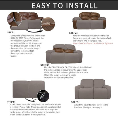 Easy-Going 6 Pieces Recliner Loveseat Stretch Sofa Slipcover Sofa Cover - Image 4