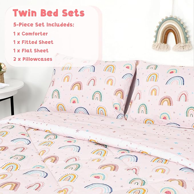 Twin Size Toddler Bedding Set for Girls 5 Piece Toddler Girl Bedding, Super - Image 2