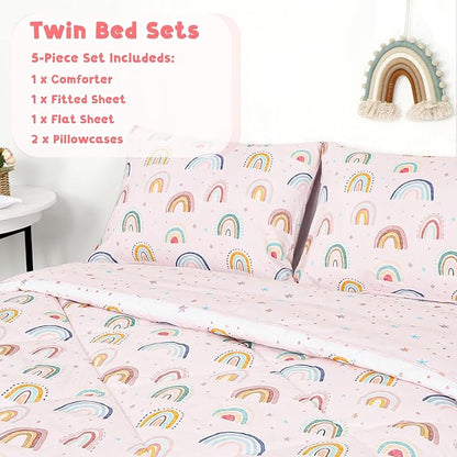 Twin Size Toddler Bedding Set for Girls 5 Piece Toddler Girl Bedding, Super - Image 2