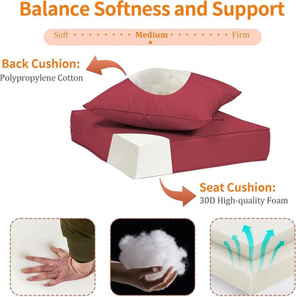 24x24'' Outdoor Chair Cushion Set of 2, UV&Fade Resistant Deep Seat Patio - Image 5
