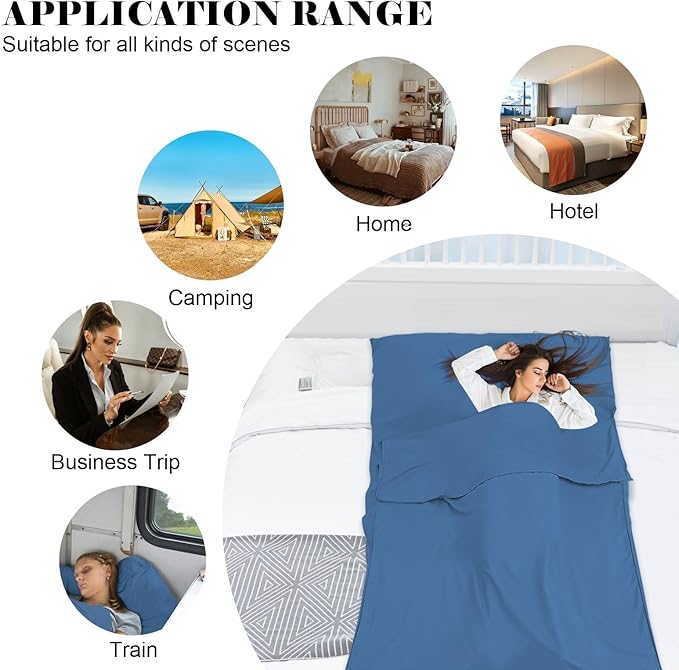 Sleeping Bag Liner, Travel Sheet & Adult Sleep Sack, Camping Sheets Travel - Image 6