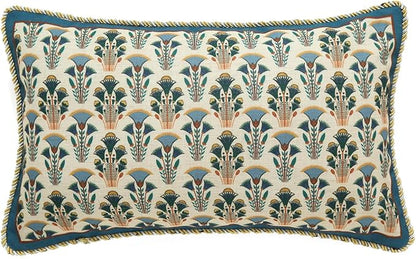 patdrea Designer Rectangle Throw Pillow Covers, Rustic Vintage Blue Linen by Welcometopatdrea