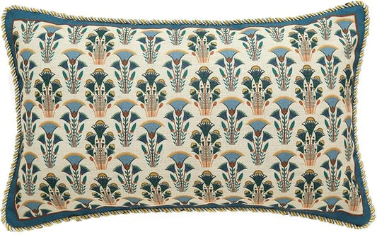 patdrea Designer Rectangle Throw Pillow Covers, Rustic Vintage Blue Linen by Welcometopatdrea