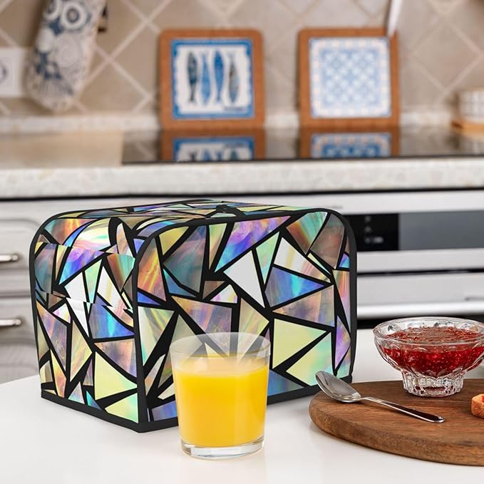 Iridescent Bright Colorful Pretty 2 Slice Toaster Cover, Waterproof Toaster - Image 6