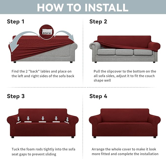LURKA Stretch Oversized Sofa Slipcovers 1 Piece Couch Covers - Image 6