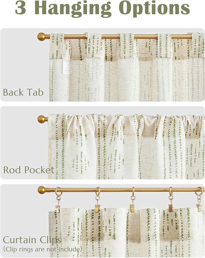 jinchan Boho Kitchen Curtains Linen Cafe Tier Curtains 45 Inch Bohemian - Image 7