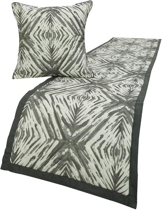 The HomeCentric King/Queen/Twin Grey & White Designer Queen 74"x18" Bed Runner by TheHomeCentric
