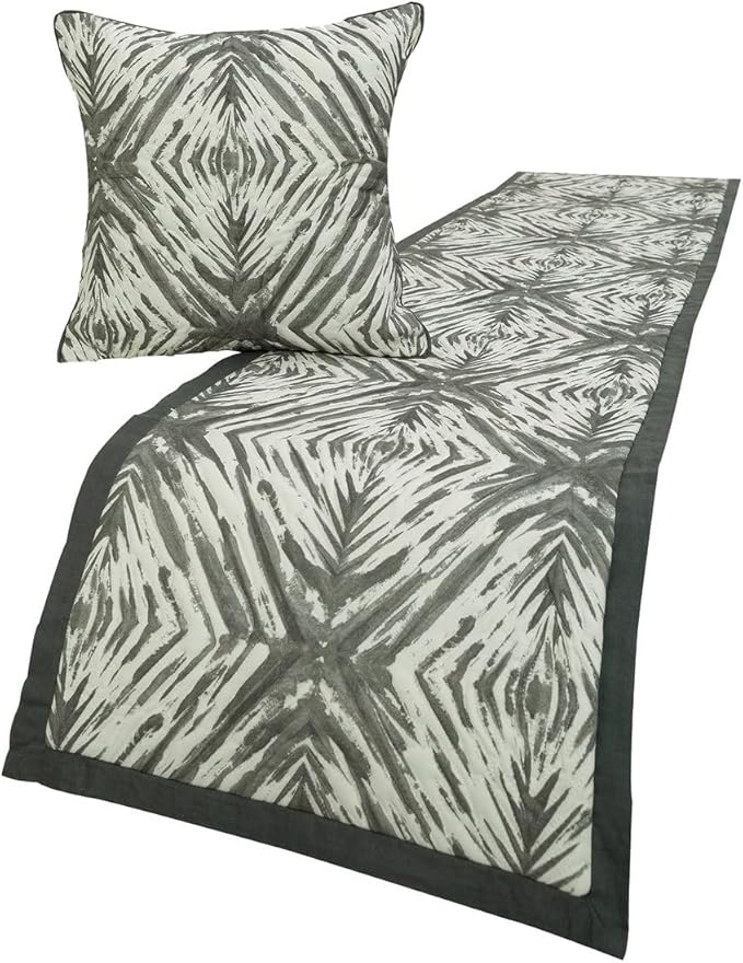 The HomeCentric King/Queen/Twin Grey & White Designer CA King 86"x18" Bed by TheHomeCentric