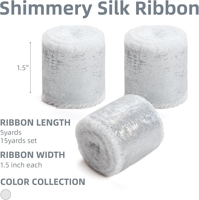 Cream White Silk Chiffon Ribbon, Frayed Shimmery Silk Ribbon - Image 2