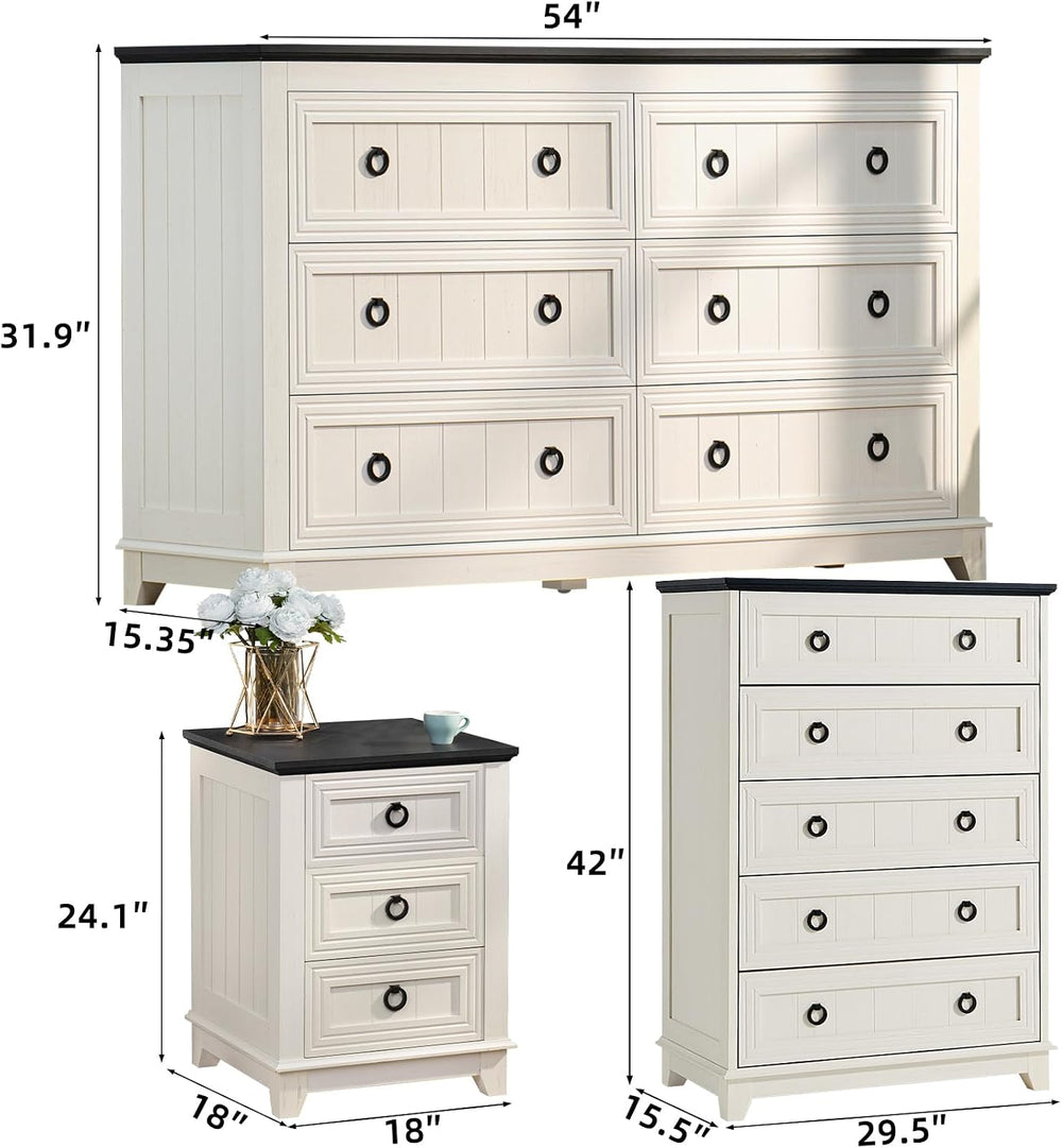 Joaxswe Farmhouse Dresser and Nightstand Sets 3 Piece, Blue