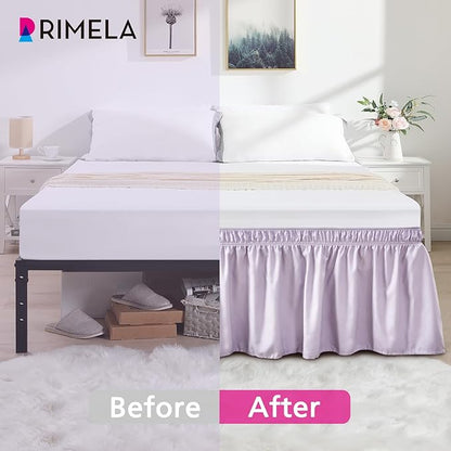 RIMELA Lavender Purple Bed Skirt Queen Size 18 Inch Drop, Wrap Around Elastic - Image 5