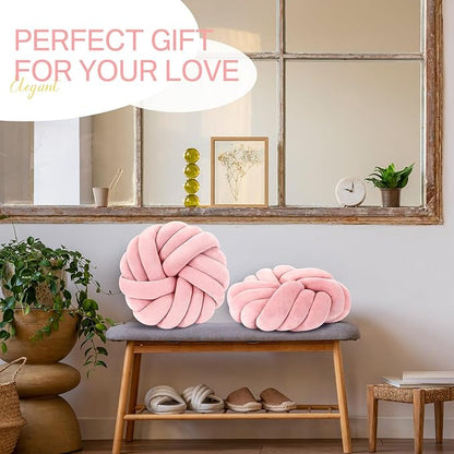 Fumete 2 Pcs 14 Inches Knot Pillow Round Throw Soft Plush Knot Ball Pillow - Image 7