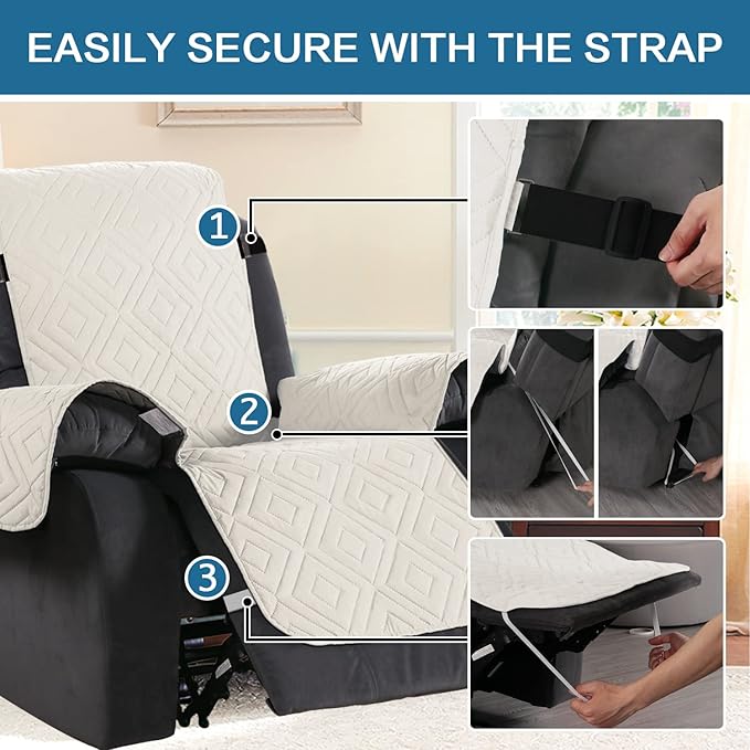 H.VERSAILTEX Reversible Quilted Recliner Covers Water Resistant Furniture - Image 4
