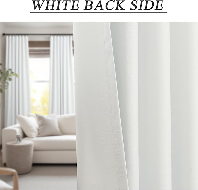 Ivory White Curtains 84 Inch Length 2 Panels - Image 8