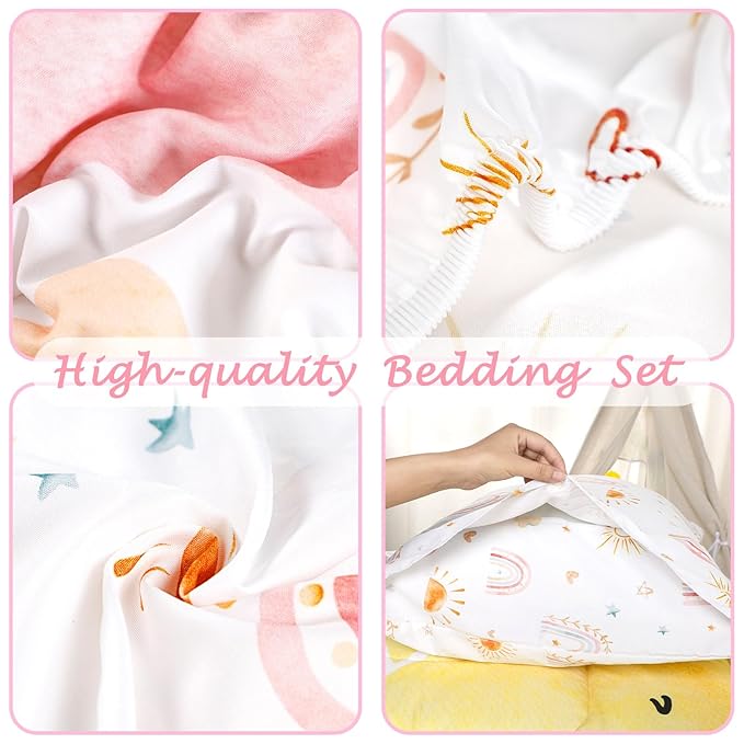 Toddler Bedding Set for Girls, 4 Piece Rainbow Toddler Girl Bedding Set - Image 6