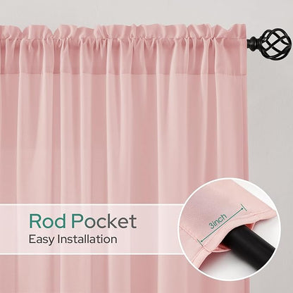HOMEIDEAS Non-See-Through Pink Privacy Sheer Kitchen Curtains 24 Inches Long 2 - Image 5