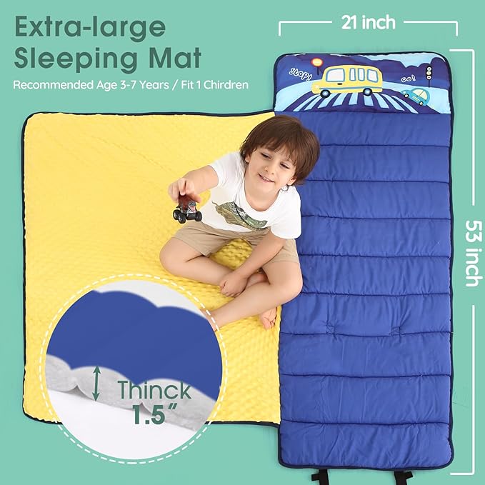 ACRABROS Toddler Nap Mat with Pillow and Blanket, Extra Large Rolled Napping - Image 6