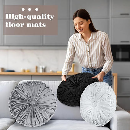 Yerliker 6 Pcs Floor Pillow Cushions 15inch Round Velvet Throw Pillows Colorful - Image 6