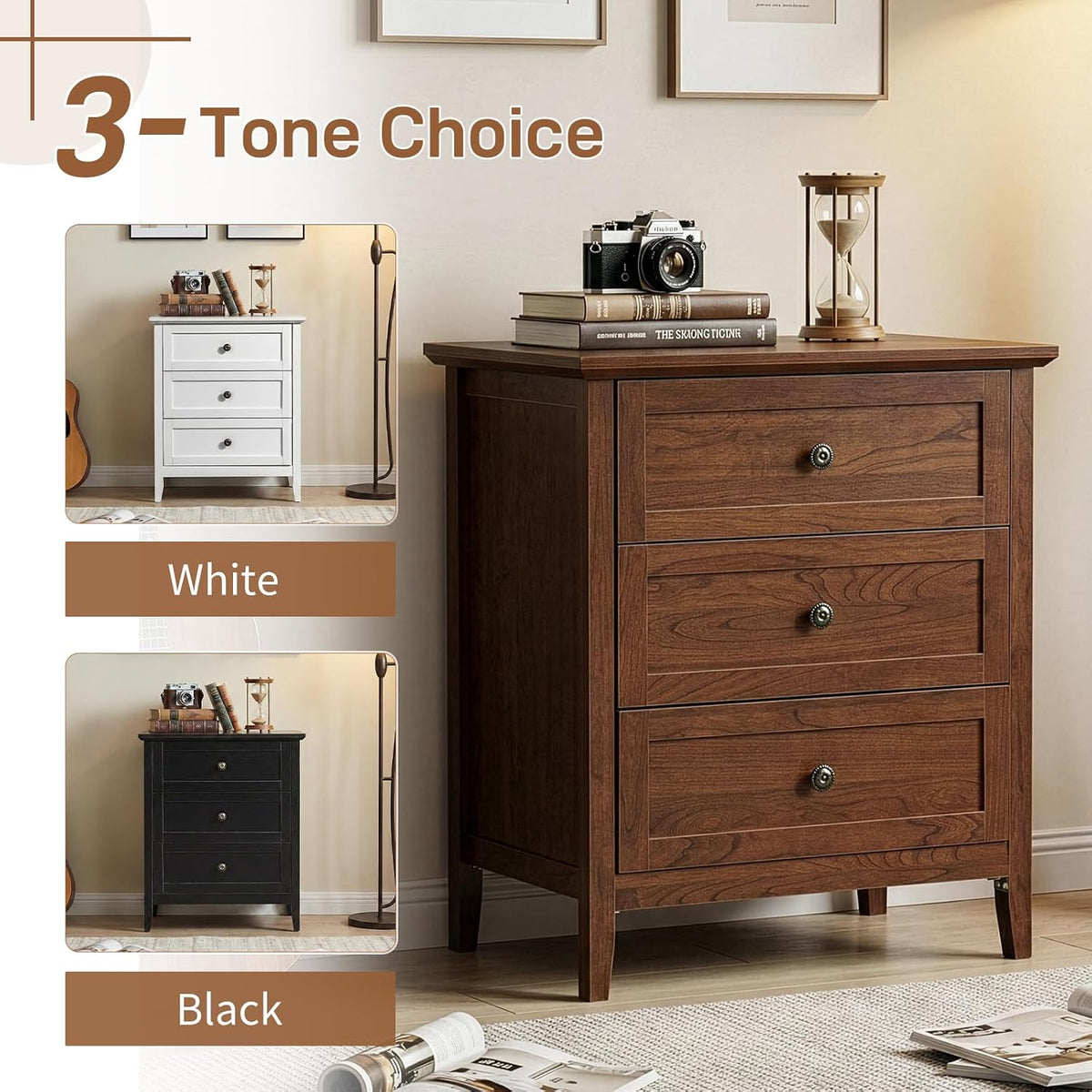 karl home brown farmhouse nightstand, wide end table, package contents