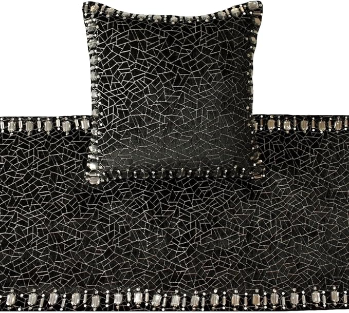 The HomeCentric King/Queen/Twin Black Decorative Twin 53"x18" Bed Runner - Image 2