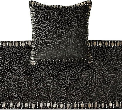 The HomeCentric King/Queen/Twin Black Decorative Twin 53"x18" Bed Runner - Image 2
