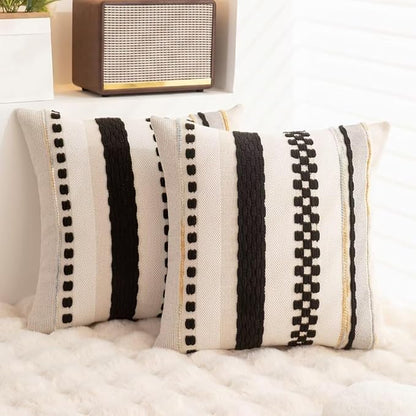 Boho Throw Pillow Covers 18x18 Set of 2 Farmhouse Decorative Cushion Case - Image 4