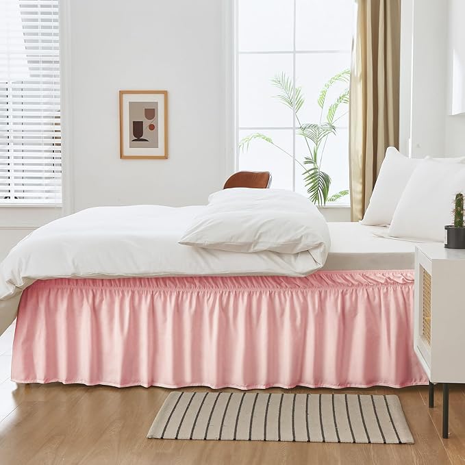 MEILA Wrap Around Bed Skirt Three Fabric Sides Elastic Dust Ruffled 14 Inch - Image 4