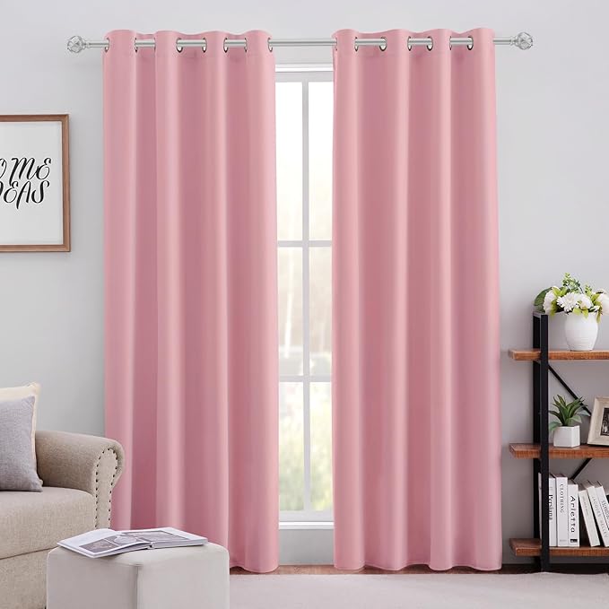 HOMEIDEAS Baby Pink Blackout Curtains by HOMEIDEAS