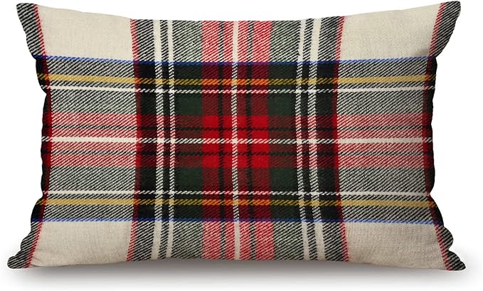 Solekla Pillow Covers Plaid 12" x 20" Farmhouse Rustic Décor Lumbar Pillow by Solekla