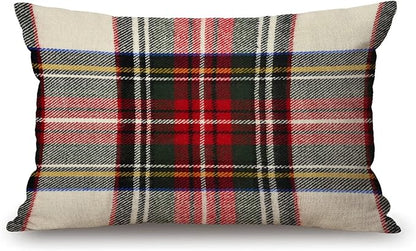 Solekla Pillow Covers Plaid 12" x 20" Farmhouse Rustic Décor Lumbar Pillow by Solekla