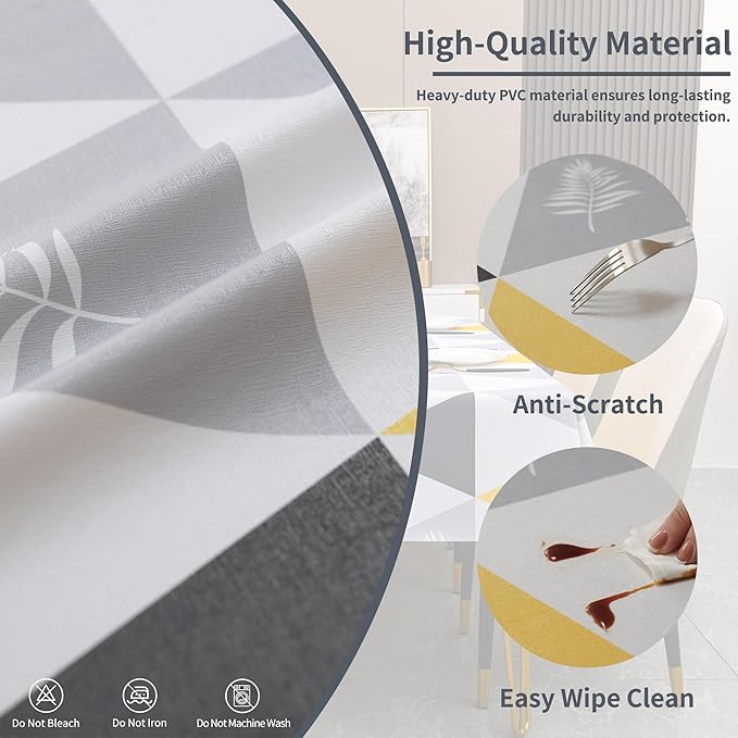 Rectangle Table Cloth, 100% Waterproof Tablecloth Oil Proof Spill Proof Vinyl - Image 3