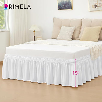 RIMELA Bed Skirt King Size Moon White 15 Inch Drop, Wrap Around Elastic Bedskirt - Image 4