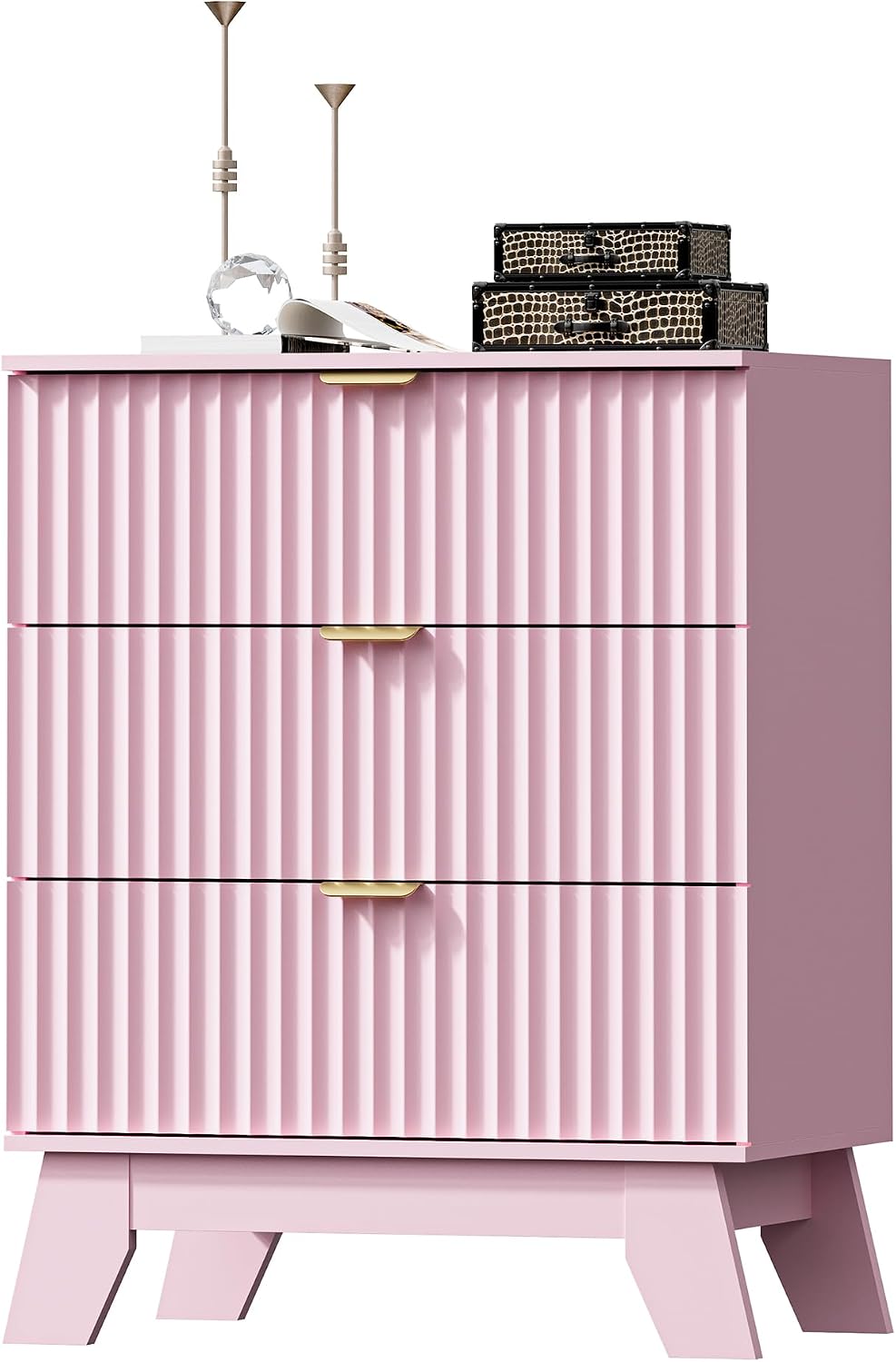 huanlego fluted nightstands set of 2 with 3, close-up detail