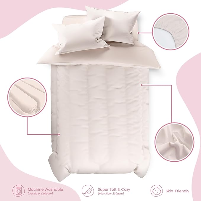 SANDJEST Beige Duvet Cover Sets Full Size - Image 3